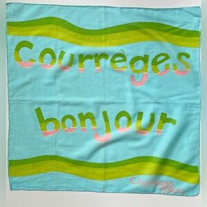 Collectable iconic 70s Courrèges summer cotton batiste scarf neckerchief. 58cm
